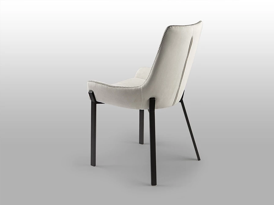 Стул Diane черный металлический с белой обивкой - фото 14
