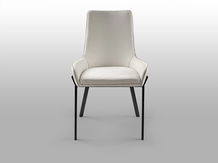 Стул Diane черный металлический с белой обивкой - фото 15