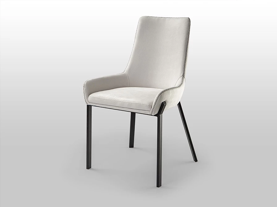 Стул Diane черный металлический с белой обивкой - фото 11