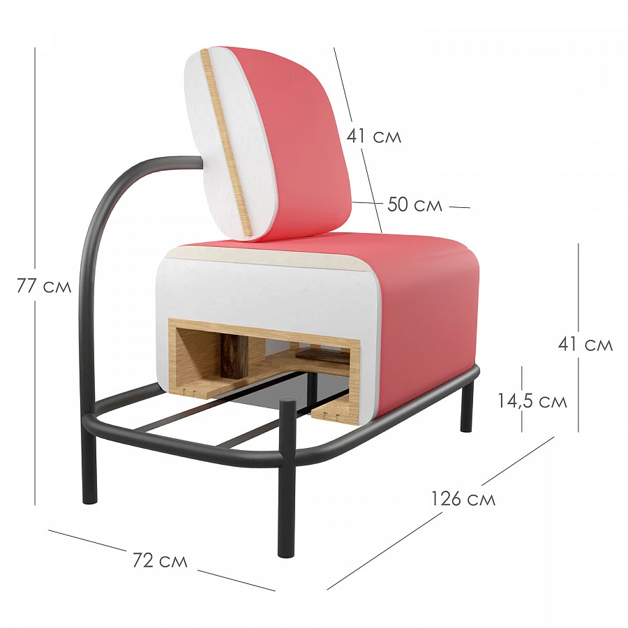 Диван Gawaii 2-х мест Розовый - фото 2