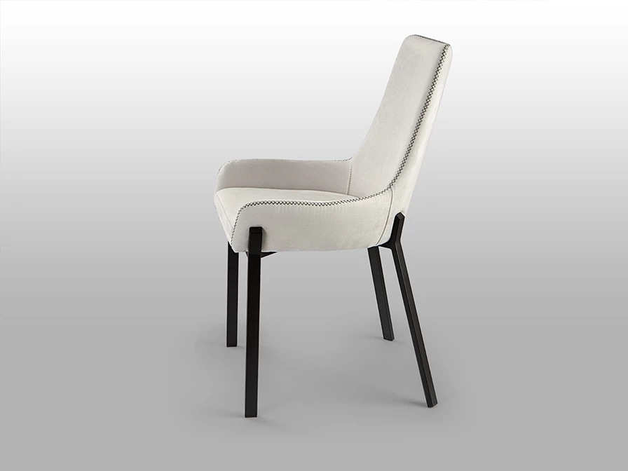 Стул Diane черный металлический с белой обивкой - фото 13