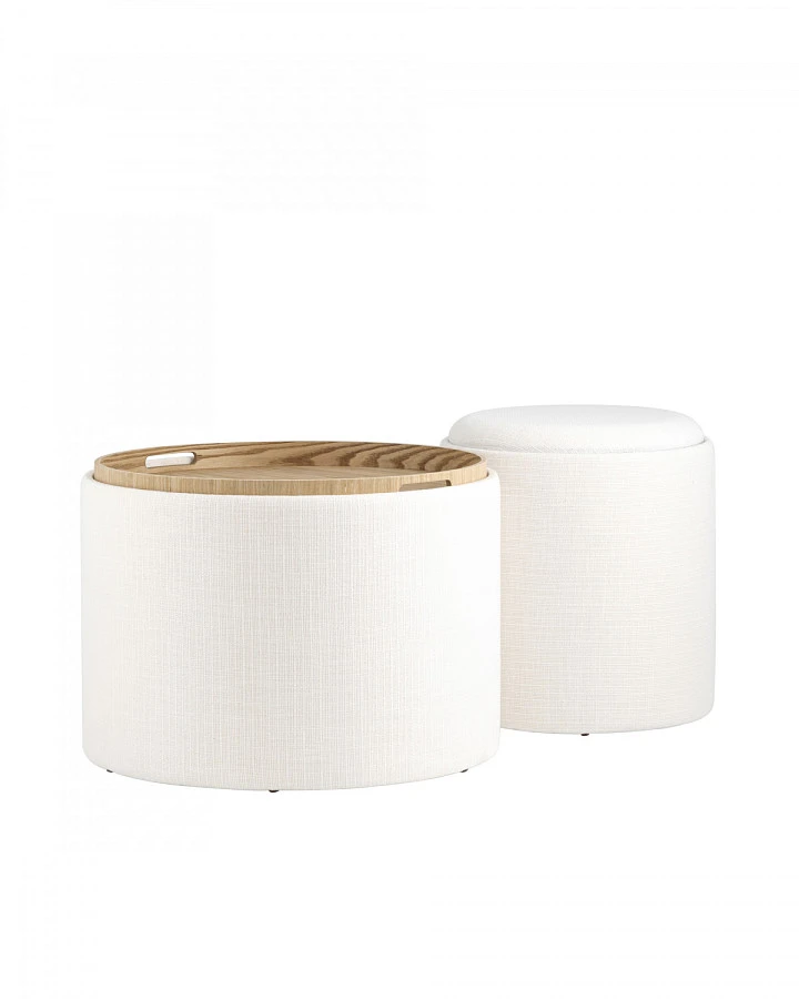 Пуф-столик с ящиком Хюгге S рогожка белый - фото 6