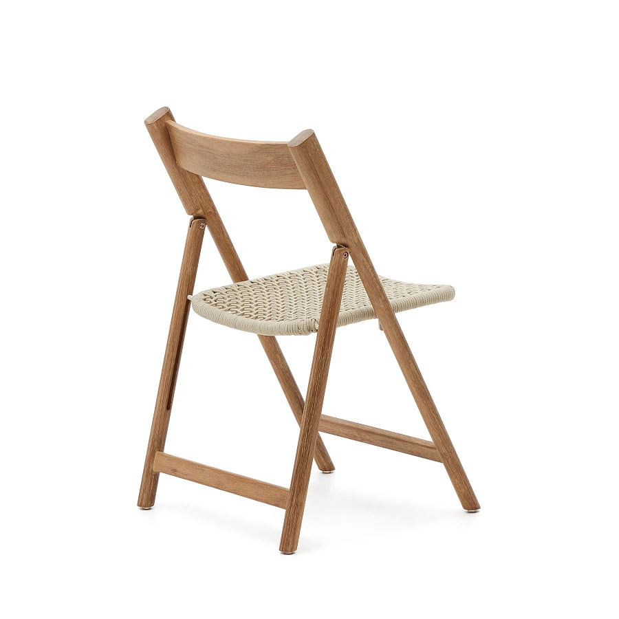 Складной стул Dandara из массива акации со стальной конструкцией и белым шнуром - фото 5