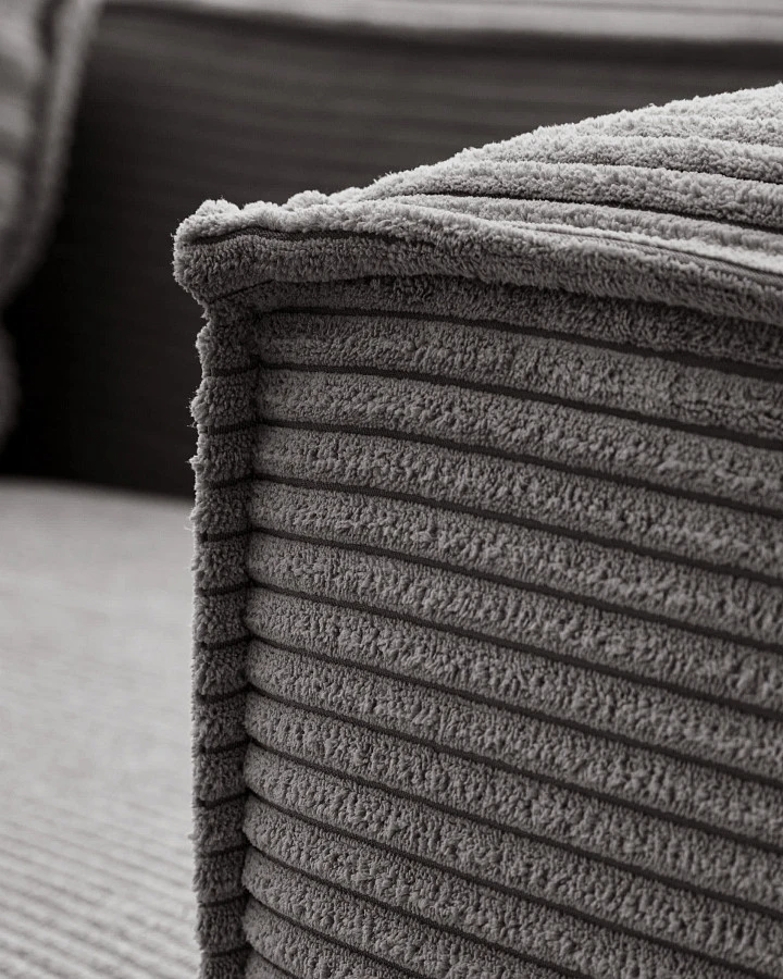 Диван 3х местный Blok с левым шезлонгом серый вельвет - фото 10