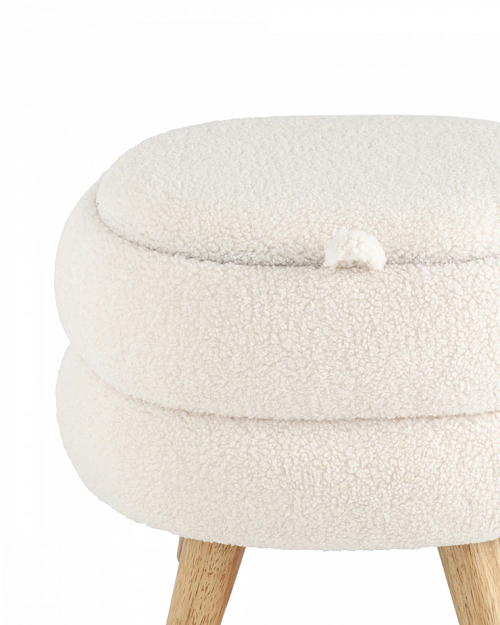 Пуф с ящиком Винни M тедди белый - фото 5