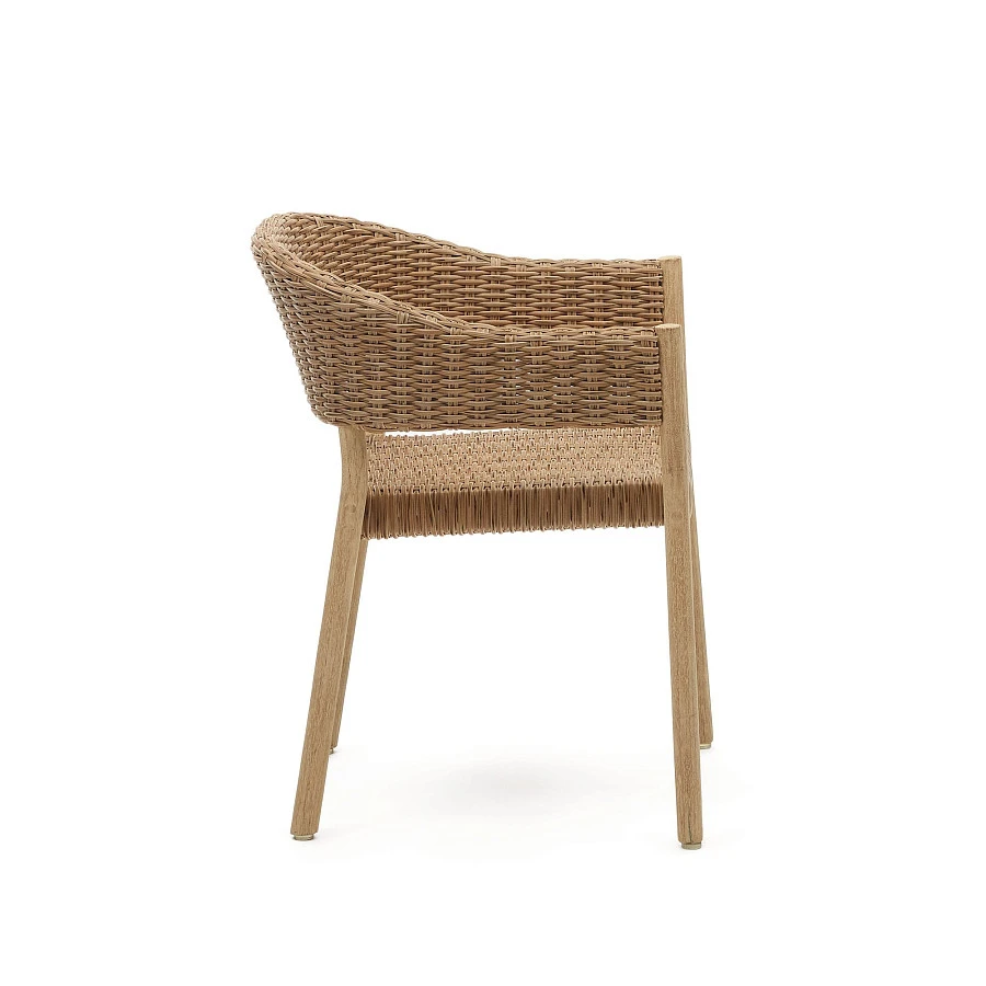 Pola Садовый стул из массива эвкалипта и искусственного ротанга с натуральной отделкой - фото 4