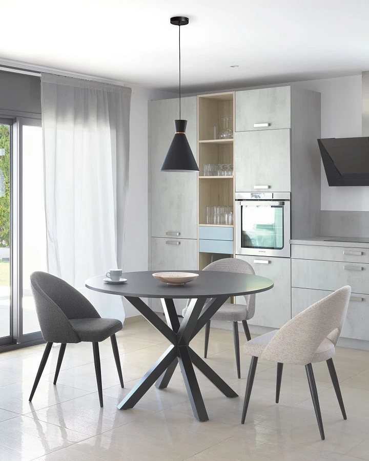 Бежевый стул Mael на стальных ножках с черной отделкой - фото 2