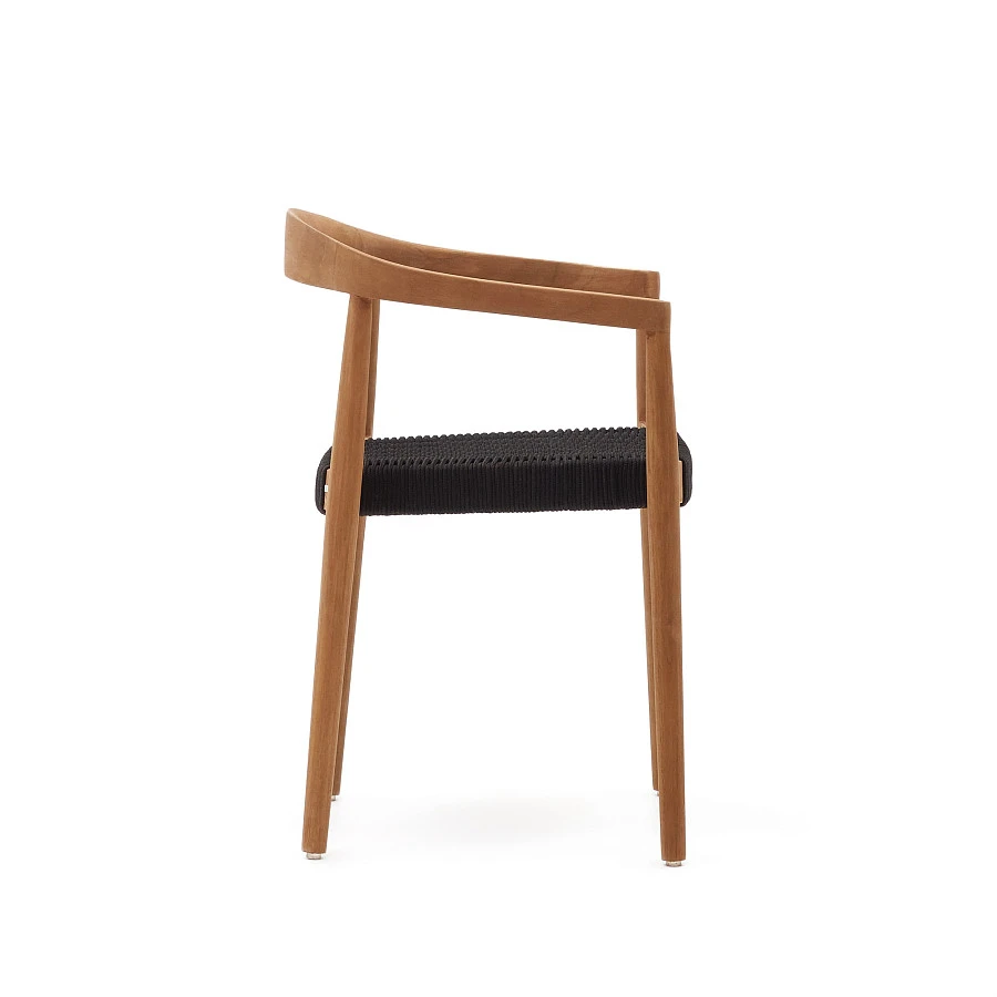 Ydalia Садовый стул из натурального тика и черной веревки - фото 4
