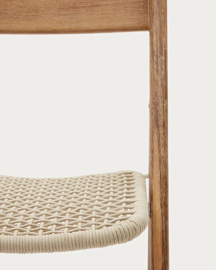 Складной стул Dandara из массива акации со стальной конструкцией и белым шнуром - фото 10