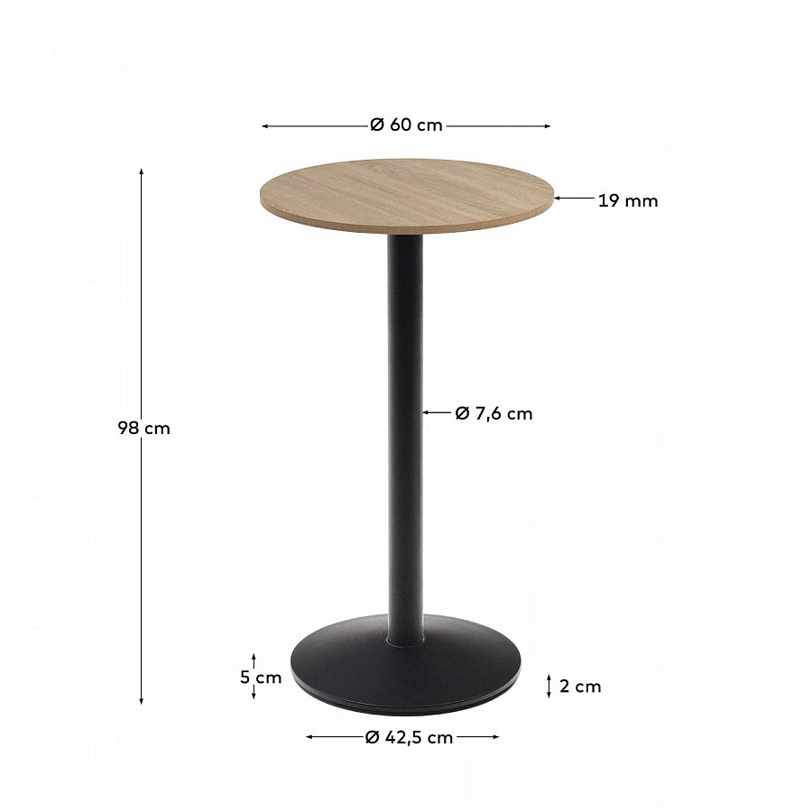 Esilda стол меламин/натур. И чер.металл.Ø60x96 - фото 3