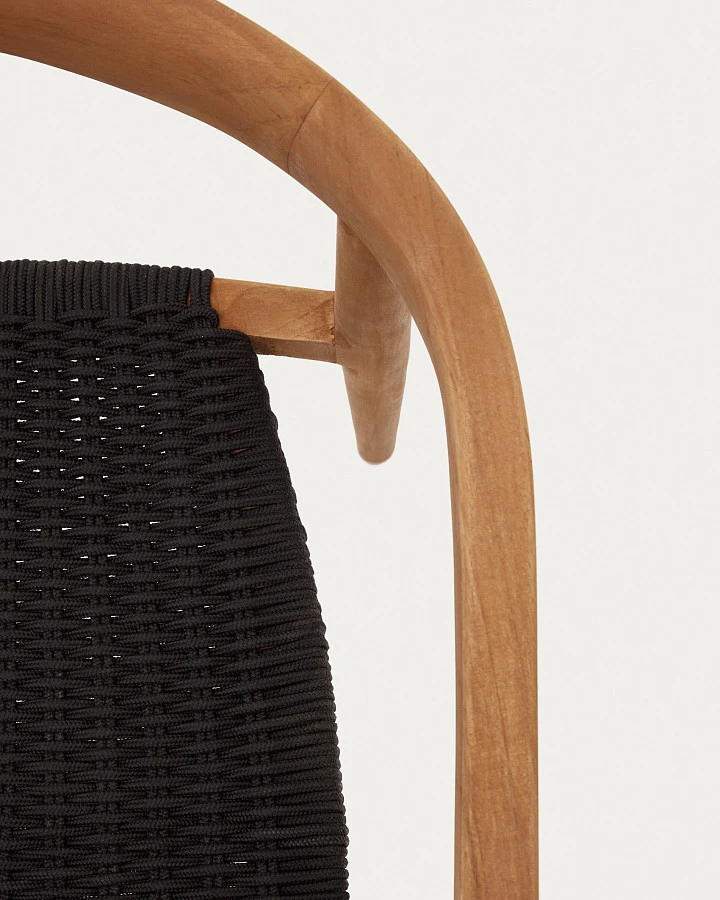 Ydalia Садовый стул из натурального тика и черной веревки - фото 10