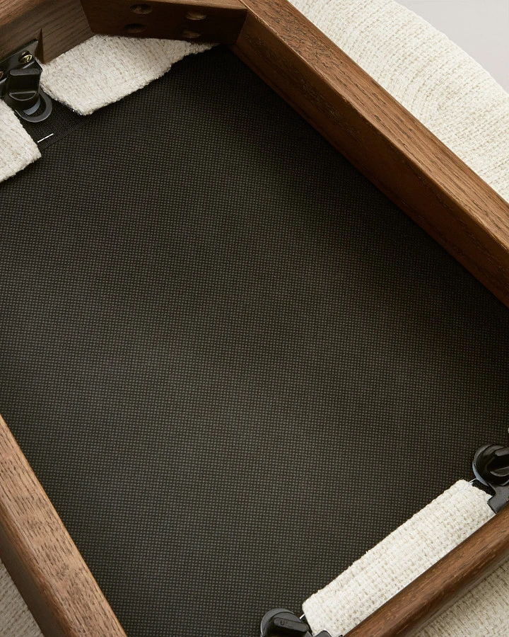 Стул Alocs из бежевой синели из массива дуба с отделкой орех FSC Mix Credit (съемный чехол) - фото 14