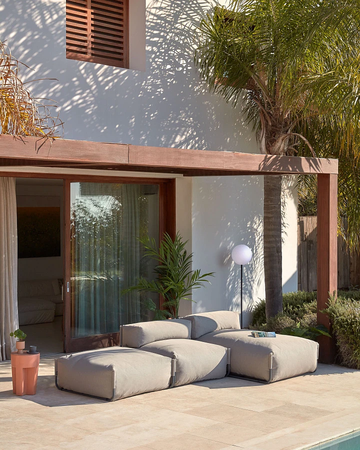 Square пуф квадратный  101 x 101 см, бежевый, черный алюминий, для садового модульного дивана - фото 3