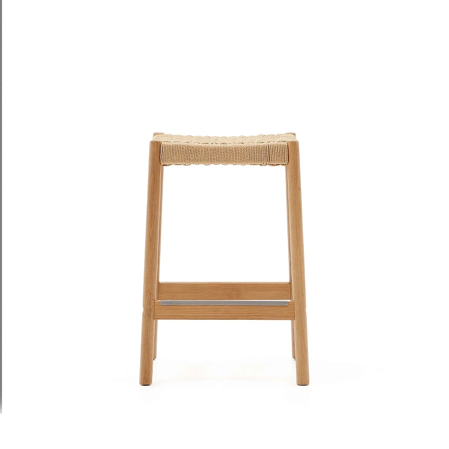 Yalia Табурет из дуба с натуральной отделкой и веревочным шнуром, высота 65 см - фото 5