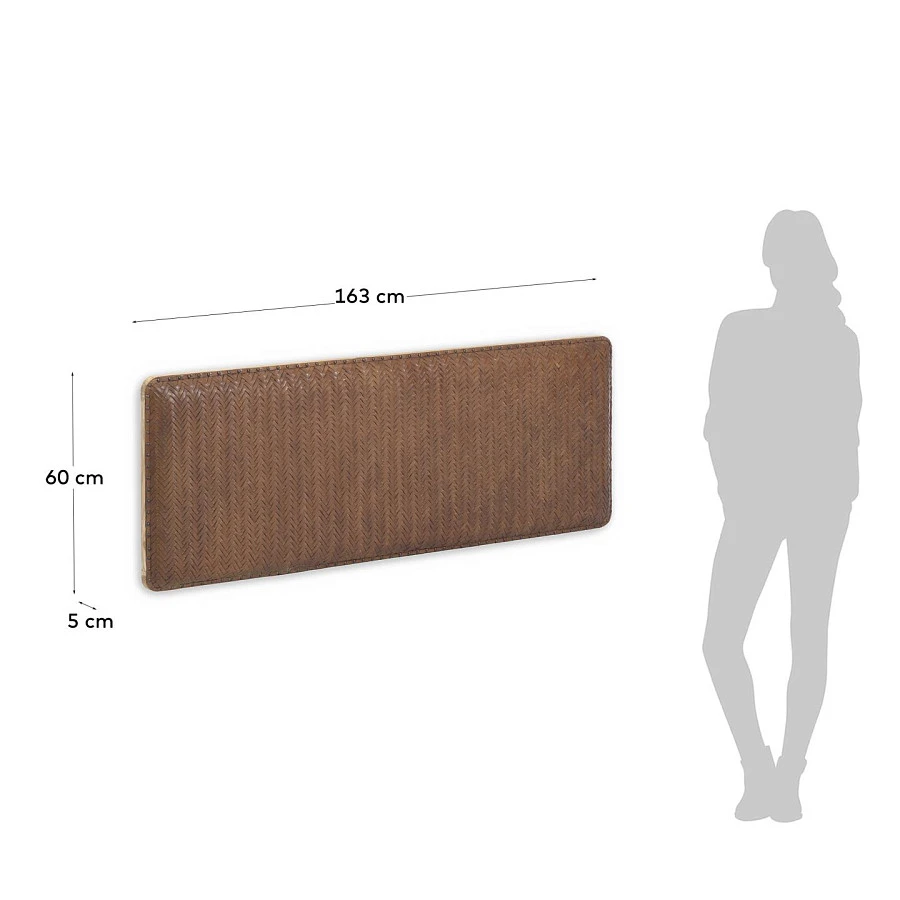 Изголовье кровати Natesa из массива тика и кожи 163 x 60 см - фото 5