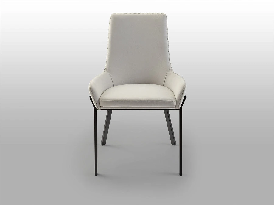 Стул Diane черный металлический с белой обивкой - фото 8