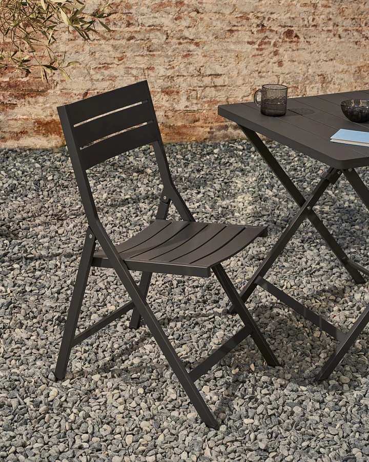 Складной садовый стул Torreta из алюминия с черной отделкой - фото 3