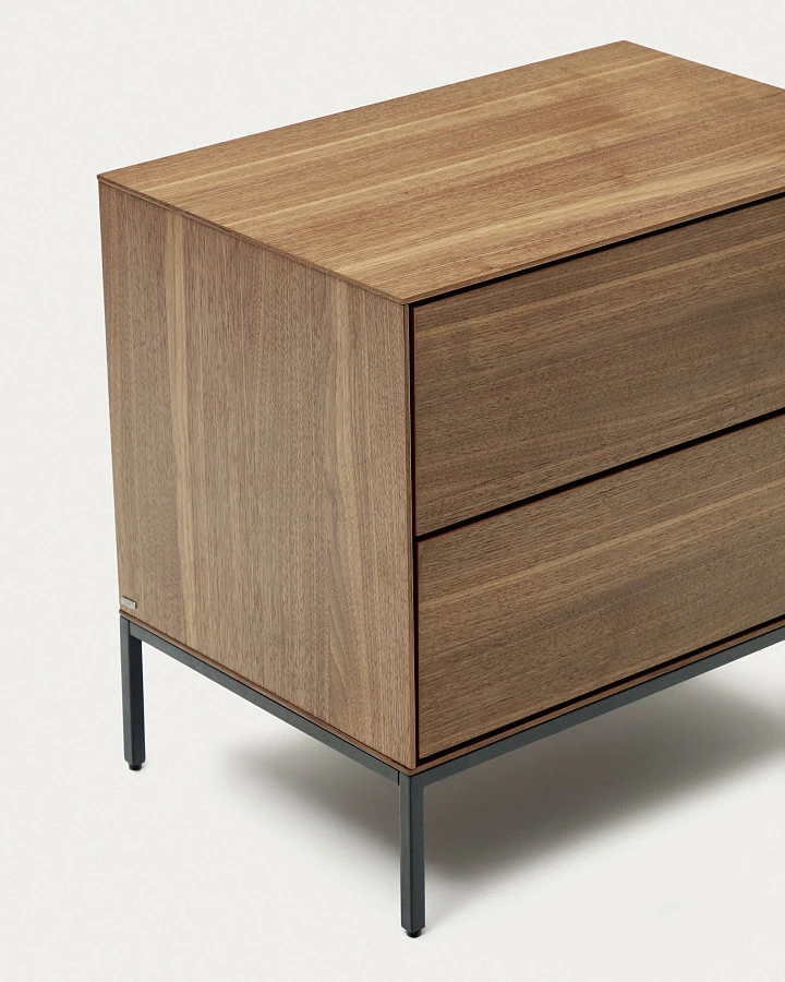 Vedrana Прикроватная тумба из орехового шпона со стальными ножками 60 x 55 см - фото 8