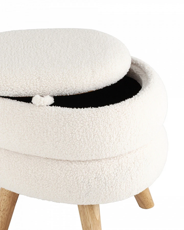Пуф с ящиком Винни M тедди белый - фото 3