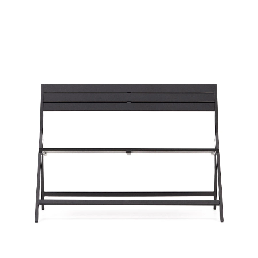 Складная уличная скамейка Torreta из алюминия с черной отделкой - фото 5