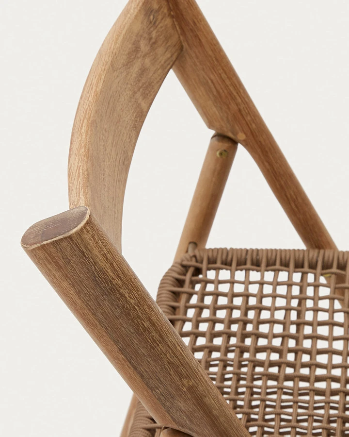 Складной стул Dandara из массива акации со стальной конструкцией и бежевым шнуром - фото 9