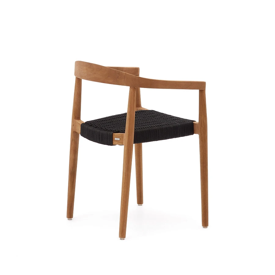 Ydalia Садовый стул из натурального тика и черной веревки - фото 5