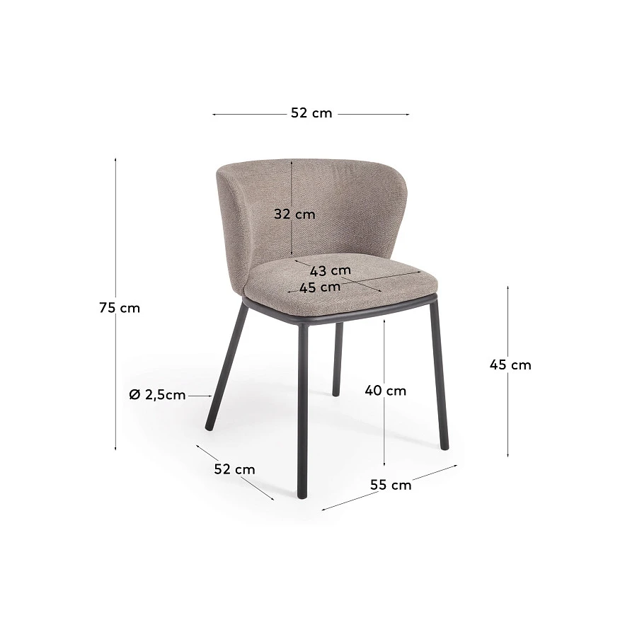 Ciselia Стул из синели светло-коричневого цвета и черной стали - фото 10