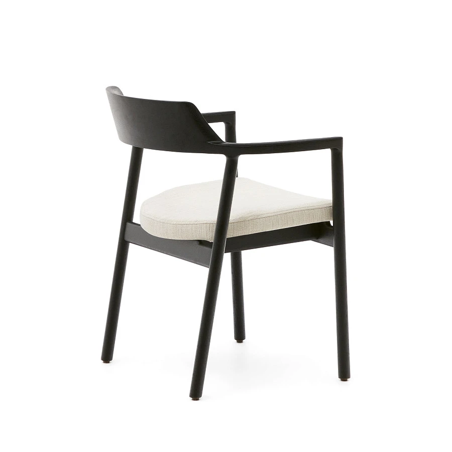 Стул Alocs из бежевой синели из массива дуба с черной отделкой FSC Mix Credit (съемный чехол) - фото 7