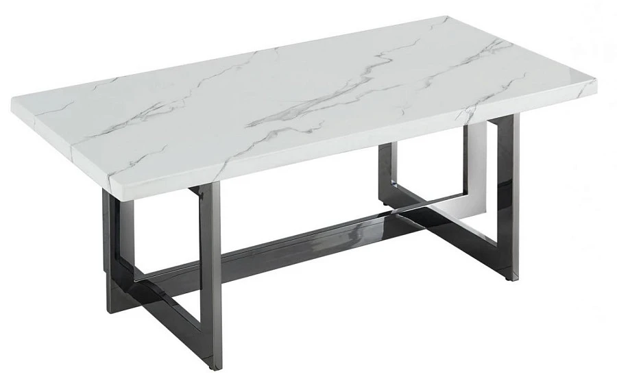Столик Нэйтан 122*61 белый мрамор сталь хром