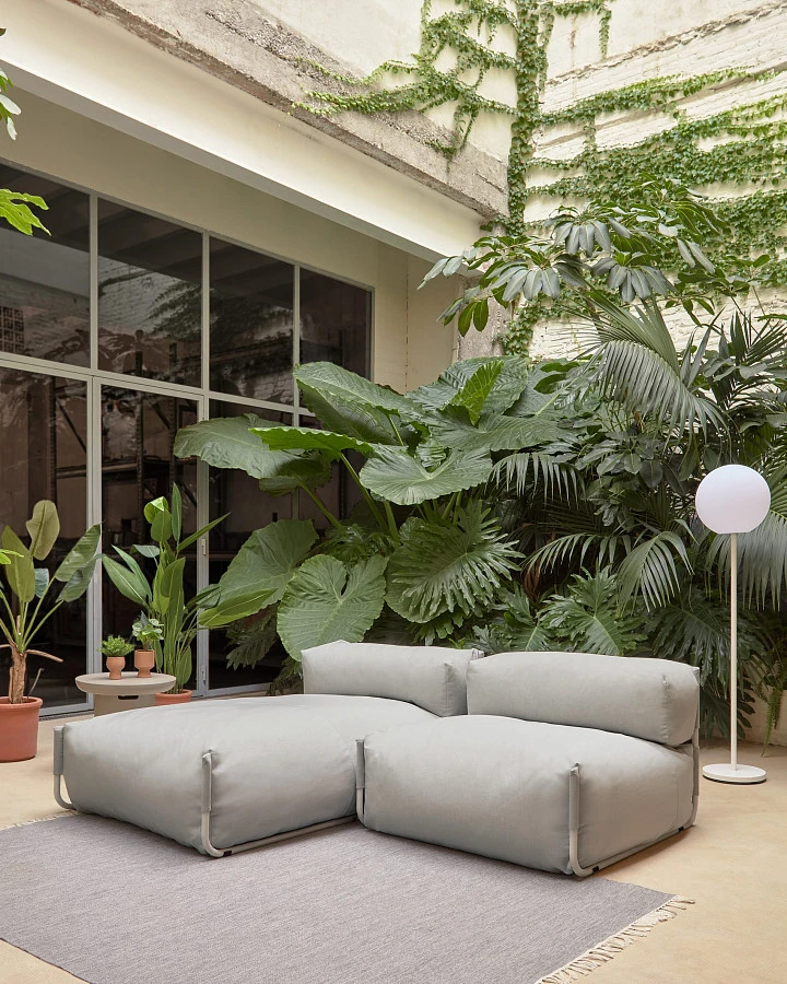 Square пуф квадратный со спинкой 101 x 101 см, светло-серый, для садового модульного дивана - фото 4