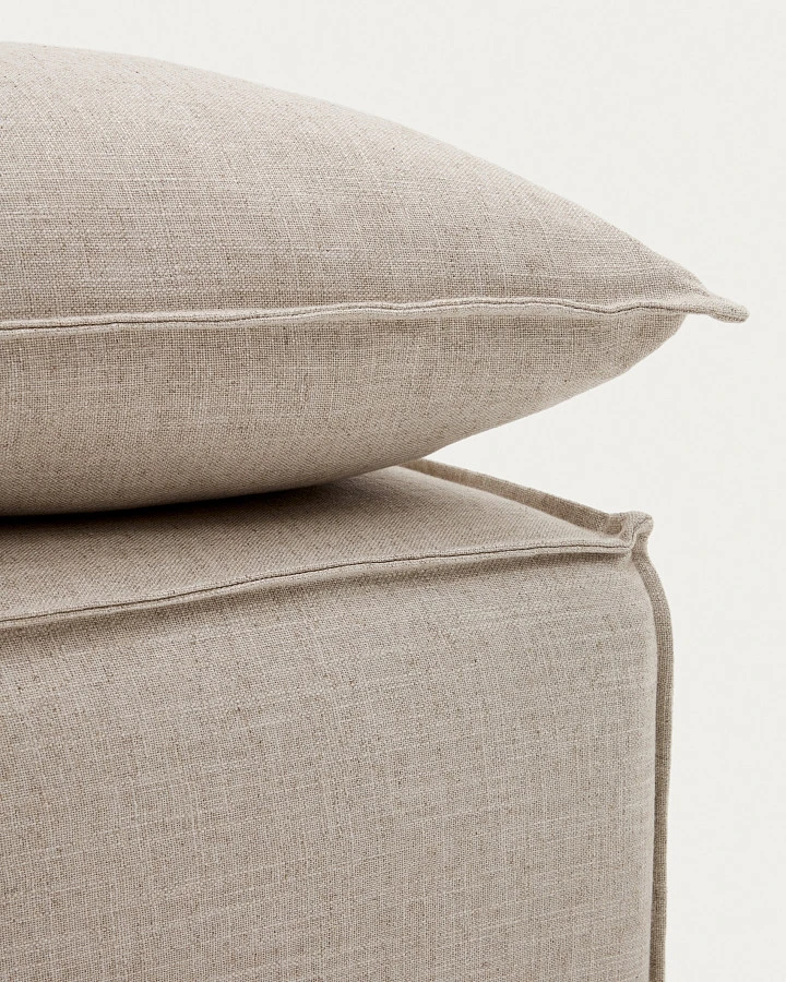 Anarela Пуф со съемным чехлом и льняным чехлом бежевого цвета 80 х 80 см - фото 10