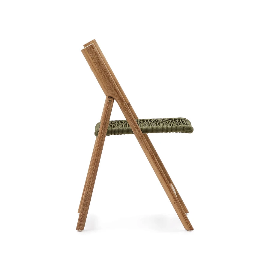 Складной стул Dandara из массива акации со стальной конструкцией и зеленым шнуром - фото 3
