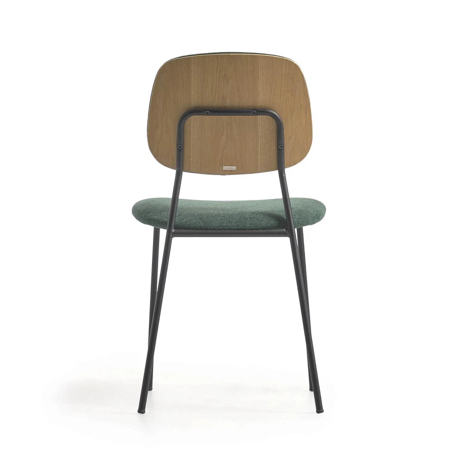 Стул Benilda зеленый с дубовым шпоном и сталь с черной отделкой - фото 7