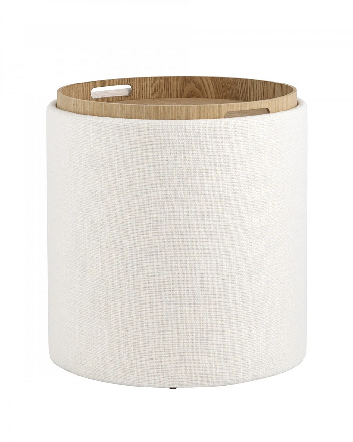 Пуф-столик с ящиком Хюгге S рогожка белый - фото 4