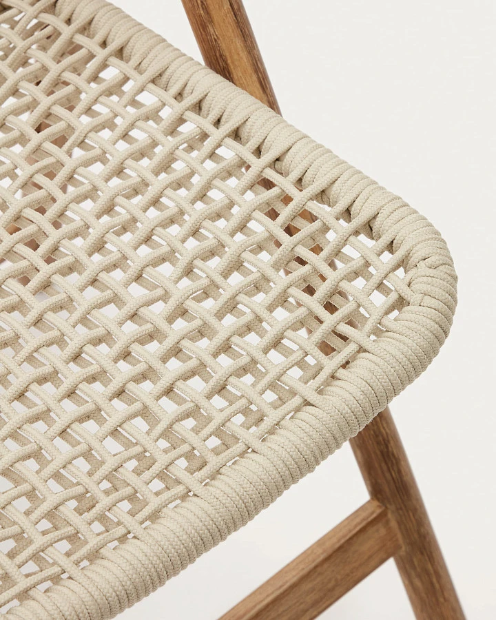 Складной стул Dandara из массива акации со стальной конструкцией и белым шнуром - фото 9