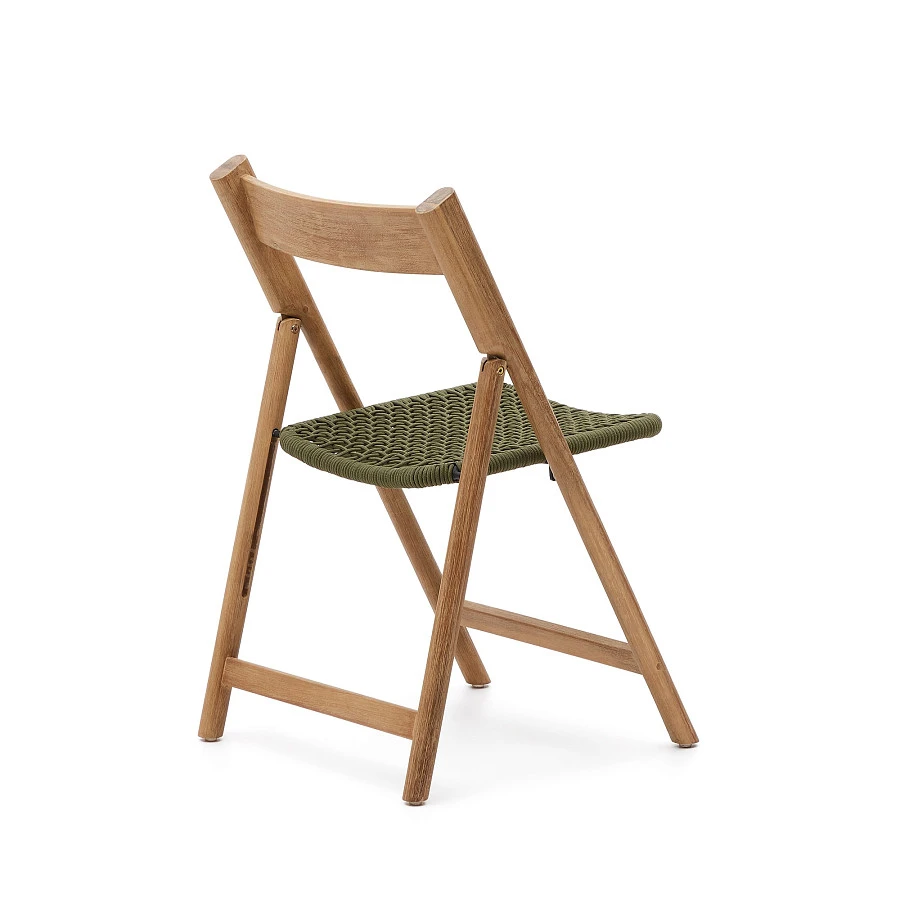Складной стул Dandara из массива акации со стальной конструкцией и зеленым шнуром - фото 4