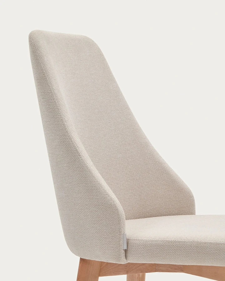 Rosie Стул из бежевой синели с ножками из массива ясеня - фото 10