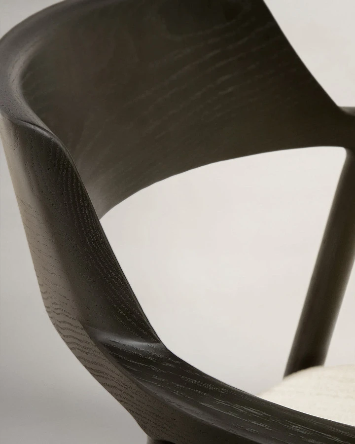 Стул Alocs из бежевой синели из массива дуба с черной отделкой FSC Mix Credit (съемный чехол) - фото 11