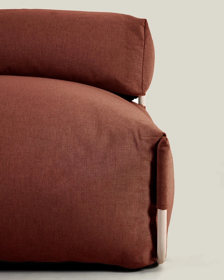 Пуф Square терракотового цвета со спинкой - фото 11