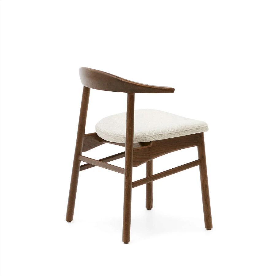 Стул Timons из бежевой синели из массива дуба с отделкой орех FSC Mix Credit - фото 5