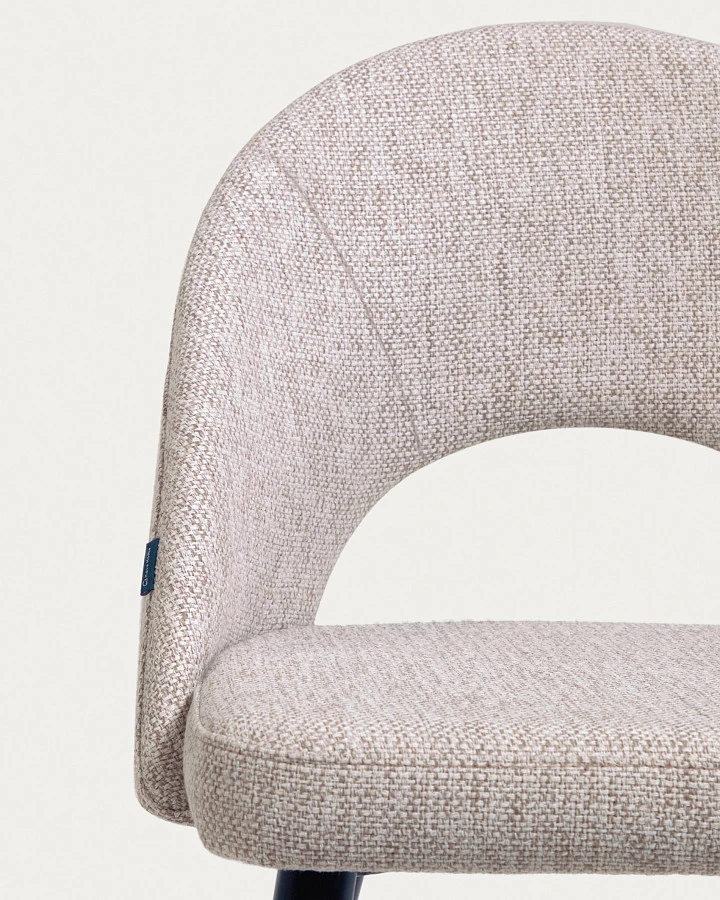 Бежевый стул Mael на стальных ножках с черной отделкой - фото 9