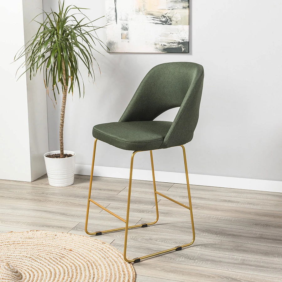 Кресло полубар Lars тёмно-зеленый/Линк золото - фото 7