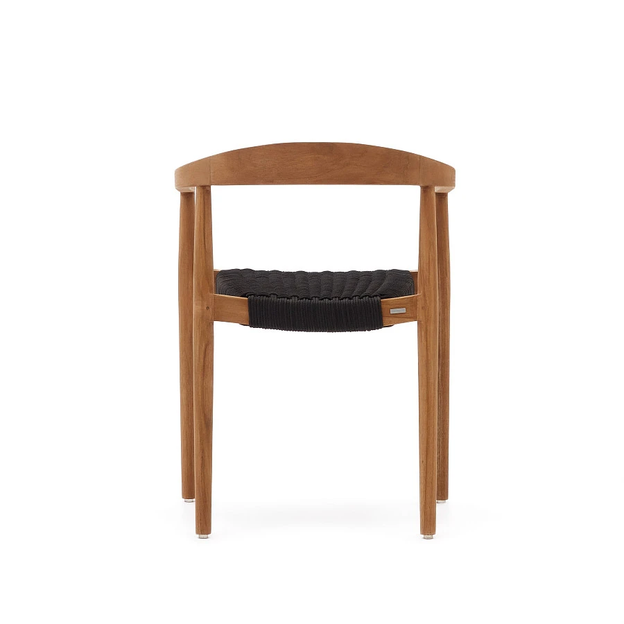 Ydalia Садовый стул из натурального тика и черной веревки - фото 7