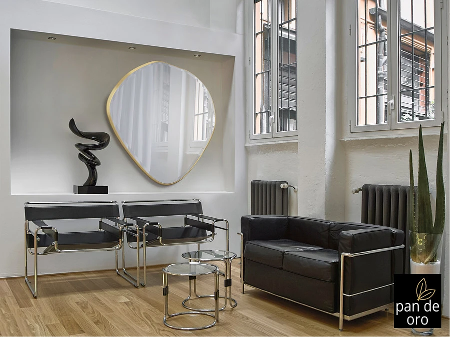 Зеркало овальное Mimo 114X110 золотое - фото 6