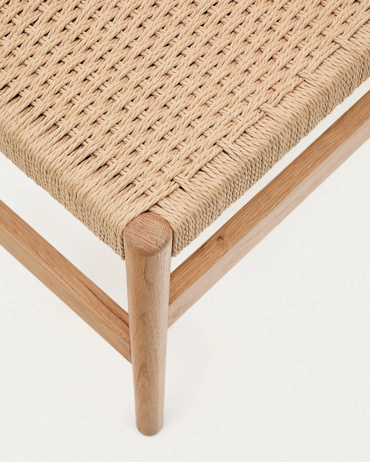 Zaide Скамейка из массива дуба с натуральной отделкой и сиденьем из веревочного шнура, 120 см - фото 5