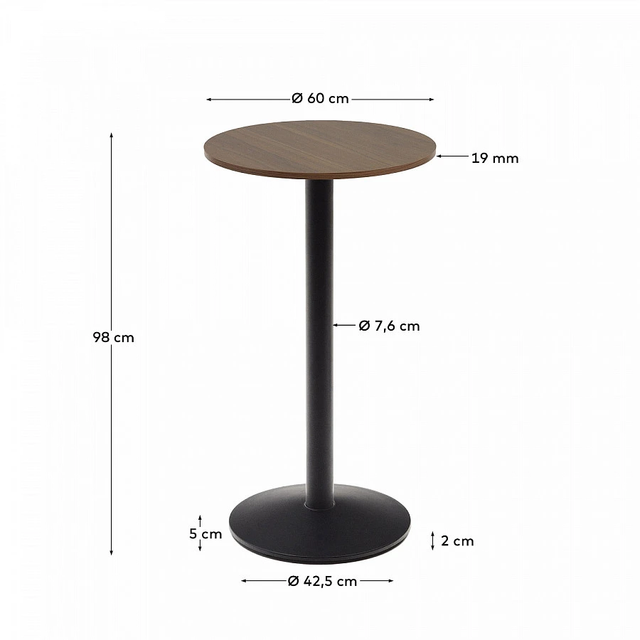 Esilda Круглый стол меламин/орех./черн. Ø60x96 - фото 2