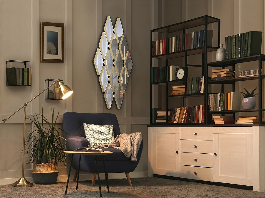 Зеркало Romulo из золотистых пластин - фото 5