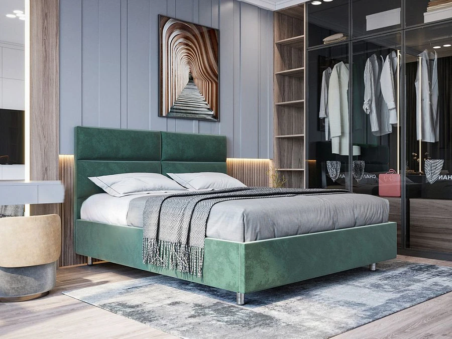 Кровать Квадра  200х200 тёмно-бирюзового цвета - фото 2