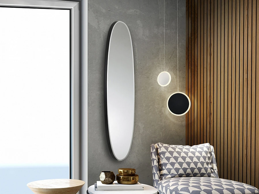 Зеркало овальное Aries 136X36 черное - фото 2