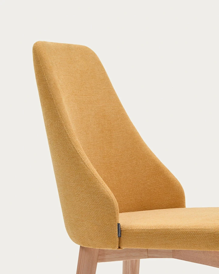 Rosie Стул из горчичной синели с ножками из массива ясеня - фото 8